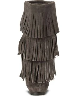 Minnetonka Women's Tall Fringed Boots - Round Toe -Dan Post Store 049878 80 BK
