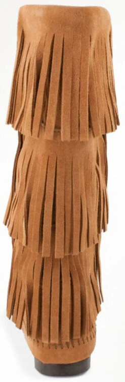Minnetonka Women's Calf Hi 3-Layer Fringe Boots - Round Toe -Dan Post Store 049K43 18 BK