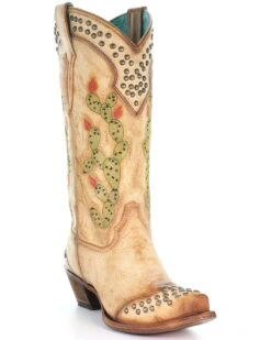 Corral Women's Saddle Cactus Embroidery Western Boots - Snip Toe -Dan Post Store 2000293442 280 P1