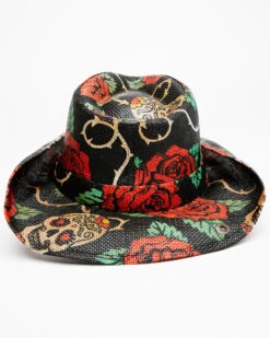 Shyanne Women's Natural Tainted Love Rose Print Straw Western Hat