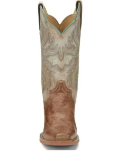 Justin Boots Women's Tan Smooth Ostrich Western Boots - Square Toe
