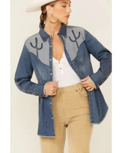 Tasha Polizzi Women's Flara Indigo Cactus Long Sleeve Shirt 7 Tasha Polizzi Women's Flara Indigo Cactus Long Sleeve Shirt -Dan Post Store 2000344731 400 P2