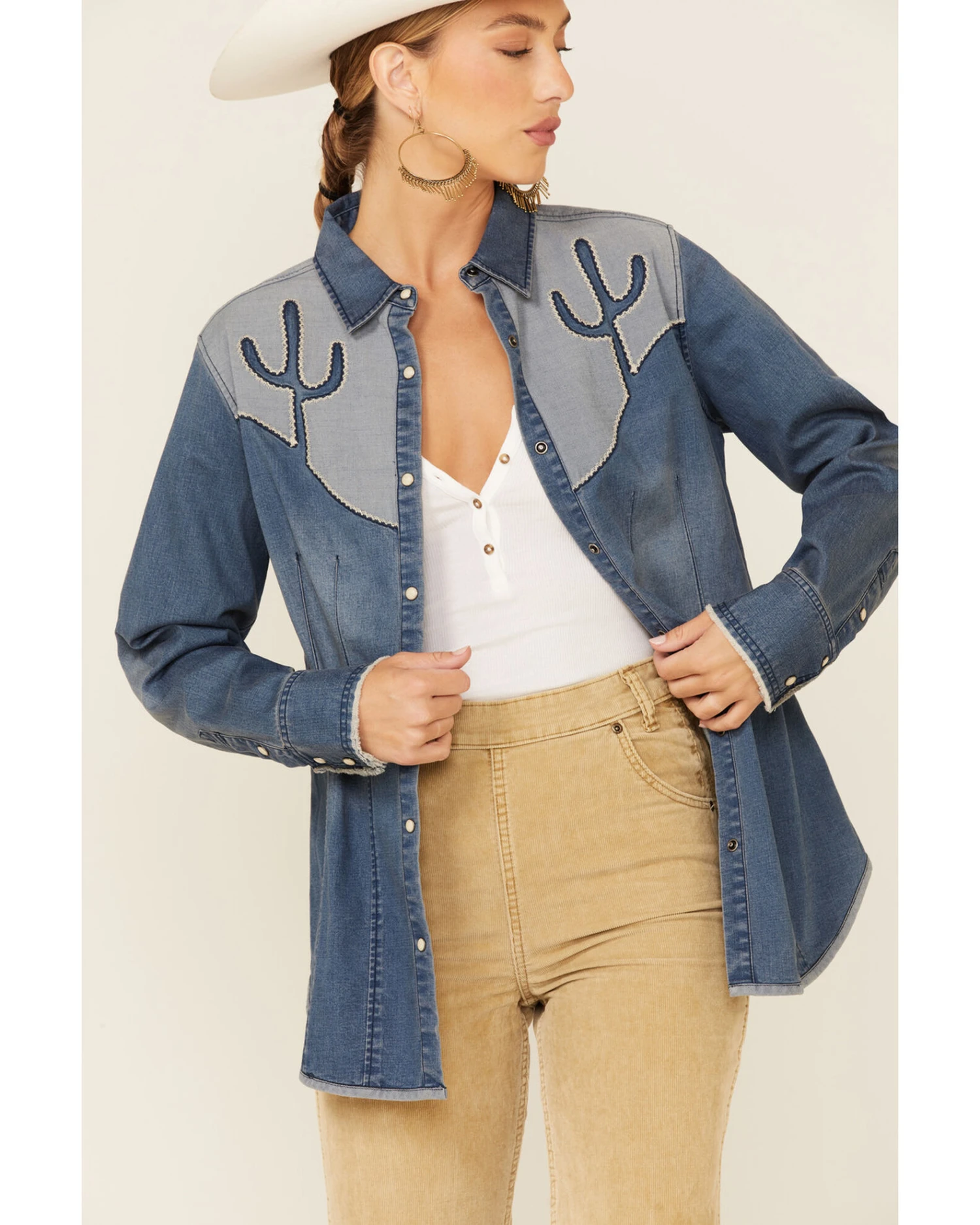 Tasha Polizzi Women's Flara Indigo Cactus Long Sleeve Shirt 4 Tasha Polizzi Women's Flara Indigo Cactus Long Sleeve Shirt - Image 2