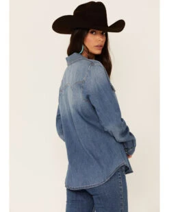 Idyllwind Women's Medium Wash Don't Settle Denim Western Shirt -Dan Post Store 2000352394 420 P3