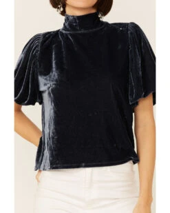 Free People Women's Velvet Knit Claudia Puff Short Sleeve Tee -Dan Post Store 2000357136 410 P2