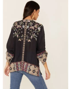Johnny Was Women's Graphite Terraine Embroidered Blouse