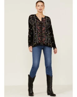 Johnny Was Women's Garden Embroidered Stripe Blouse 8 Johnny Was Women's Garden Embroidered Stripe Blouse -Dan Post Store 2000362205 001 P4