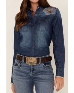 Tasha Polizzzi Women's Arizona Denim Embroidered Shirt -Dan Post Store 2000362893 400 P3