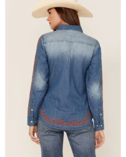 Tasha Polizzi Women's Embroidered Paisley Denim Long Sleeve Shirt -Dan Post Store 2000362902 400 P4