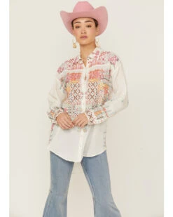 Johnny Was Women's Ryan Embroidered Button Down Long Sleeve Shirt -Dan Post Store 2000363630 101 P1
