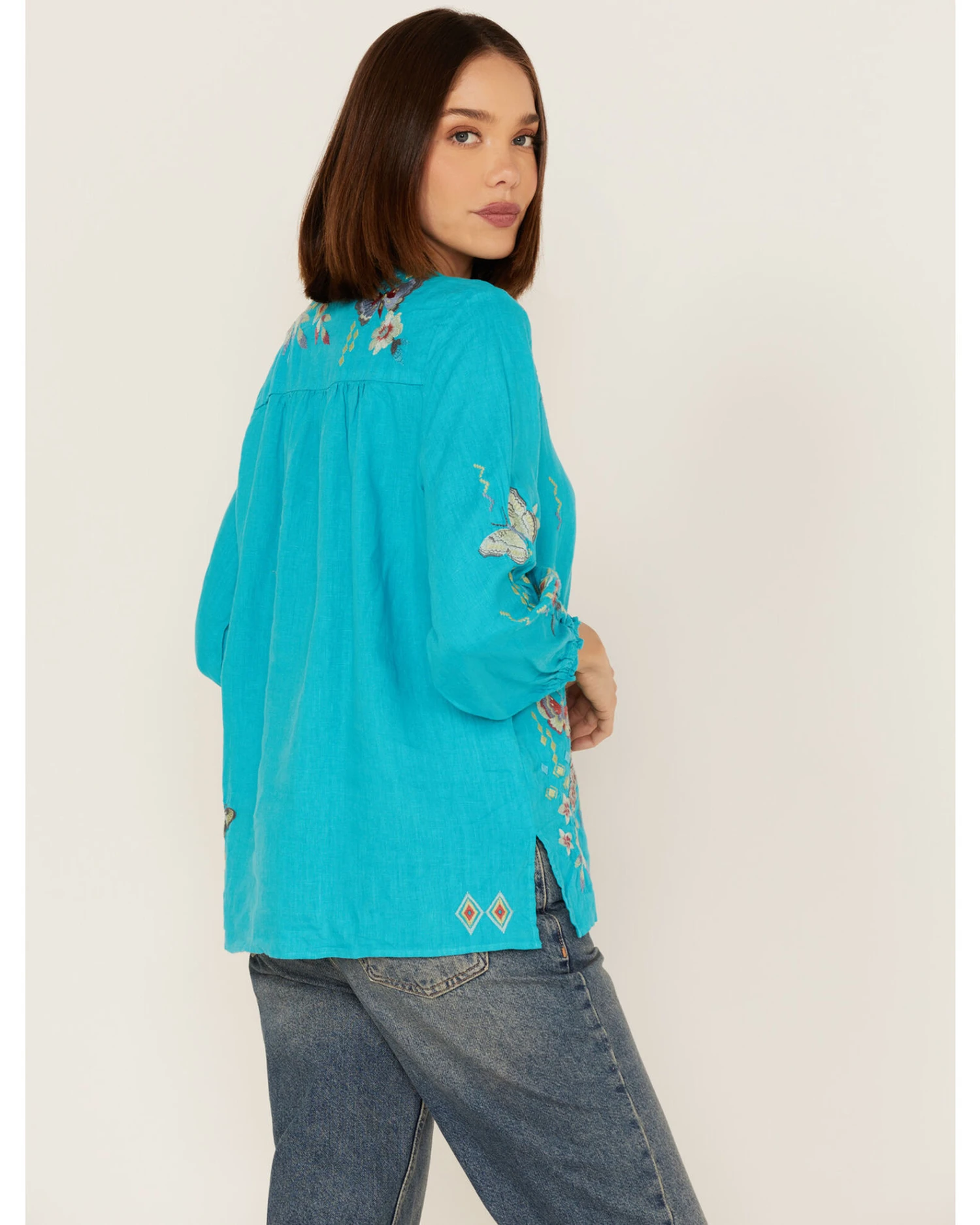 Johnny Was Women's Embroidered Mariposa Blouse 6 Johnny Was Women's Embroidered Mariposa Blouse - Image 4
