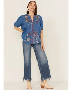 Johnny Was Women's Olinda Effortless Embroidered Floral Blouse -Dan Post Store 2000363649 400 P3