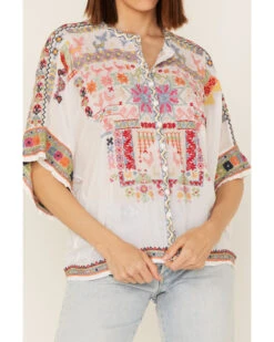 Johnny Was Women's Xylia Embroidered Wildlife & Floral Short Sleeve Blouse 8 Johnny Was Women's Xylia Embroidered Wildlife & Floral Short Sleeve Blouse -Dan Post Store 2000363662 100 P3