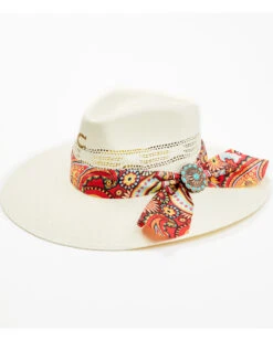 Charlie 1 Horse Women's Chisos Floral Paisley Print Western Straw Hat -Dan Post Store 2000363950 101 P1