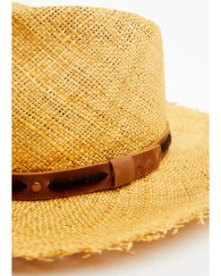 Shyanne Women's Leather Grommet Sisal Fedora Fashion Hat