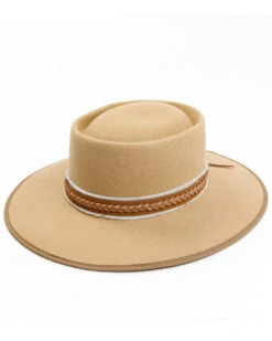 Shyanne Women's Wool Felt Braided Faux Leather Ribbon Western Hat
