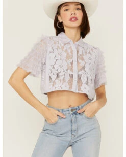 Free People Women's Madonna Lilac Top -Dan Post Store 2000366139 565 P1