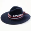 Marco Delli Navy Indiana Thick Patterned Band Wool Felt Fashion Hat -Dan Post Store 2000367696 410 P1