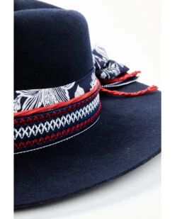 Marco Delli Navy Indiana Thick Patterned Band Wool Felt Fashion Hat -Dan Post Store 2000367696 410 P2