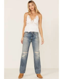 7 For All Mankind Women's Easy Straight Distressed Denim Jeans 8 7 For All Mankind Women's Easy Straight Distressed Denim Jeans -Dan Post Store 2000370690 400 P1