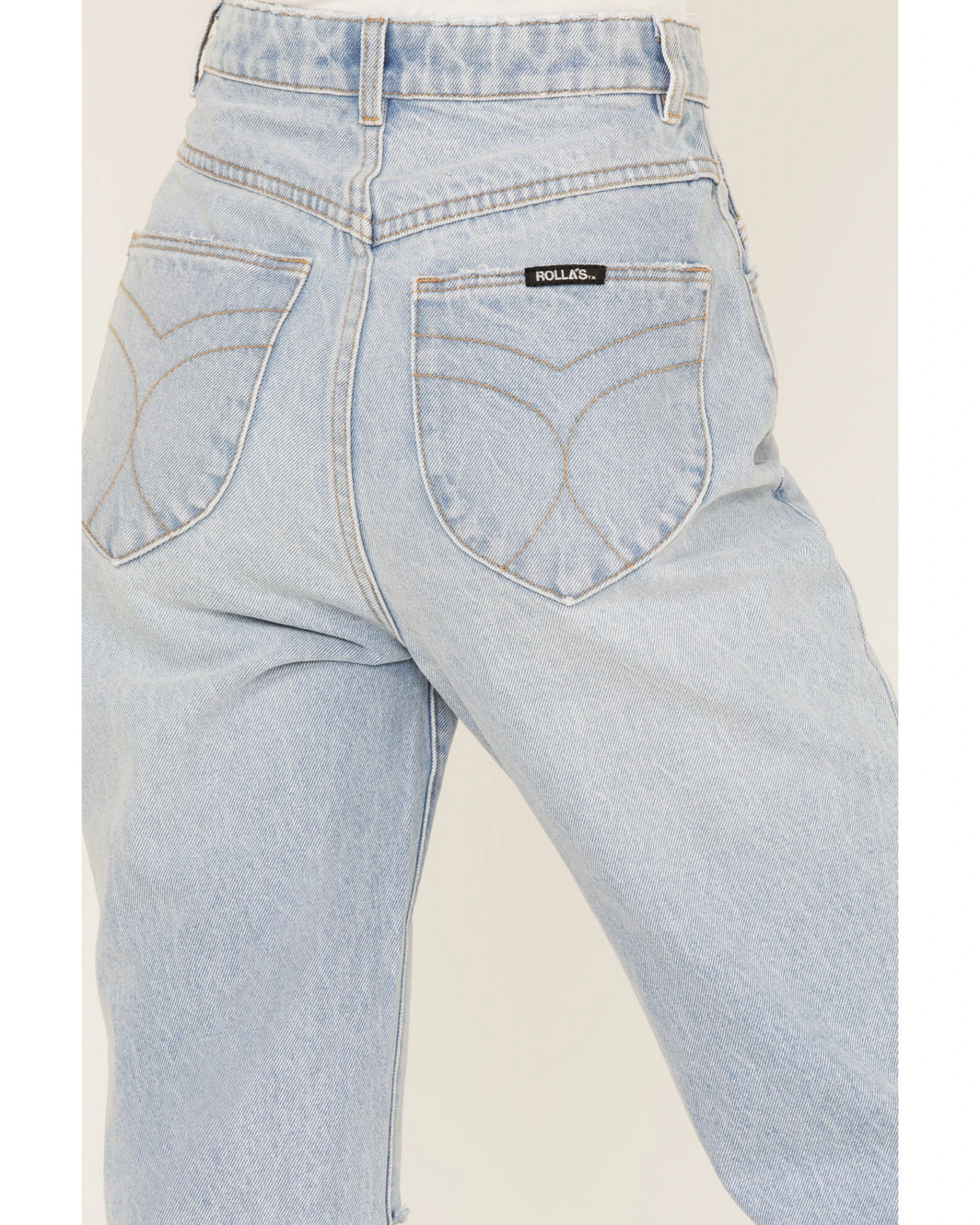Rolla's Women's Light Wash High Rise Distressed Ella Straight Jeans 4 Rolla's Women's Light Wash High Rise Distressed Ella Straight Jeans - Image 2