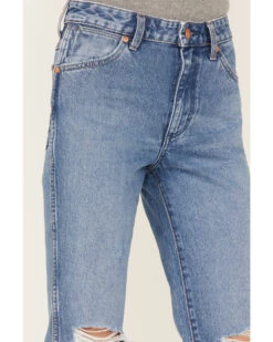 Wrangler Women's Wild West 603 Light Wash Patty High Rise Distressed Cropped Straight Jeans -Dan Post Store 2000371280 400 P2