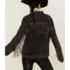 The Andy Jacket By DanielXDiamond: Women's Gray Denim Jacket With Gunmetal Fringe -Dan Post Store 2000371345 022 P2