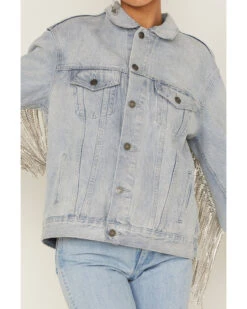 The Dylan Jacket By DanielXDiamond: Women's Blue Denim Jacket With Silver Fringe -Dan Post Store 2000371347 400 P3