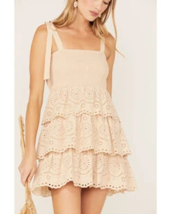 Jolt Women's Smocked Tiered Lace Sundress