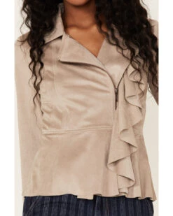 Shyanne Women's Ruffle Faux Suede Moto Jacket