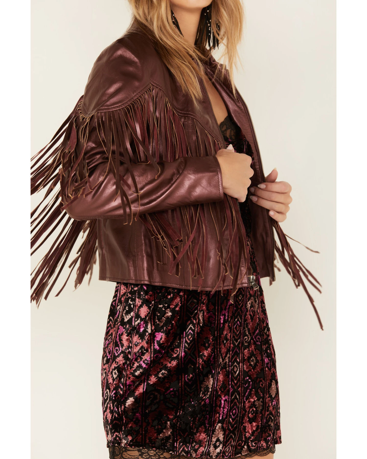 Idyllwind Women's Metallic Zip-Front Fringe Moto Jacket 4 Idyllwind Women's Metallic Zip-Front Fringe Moto Jacket - Image 2