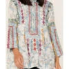 Johnny Was Women's Isla Embroidered Floral Print Tunic Blouse