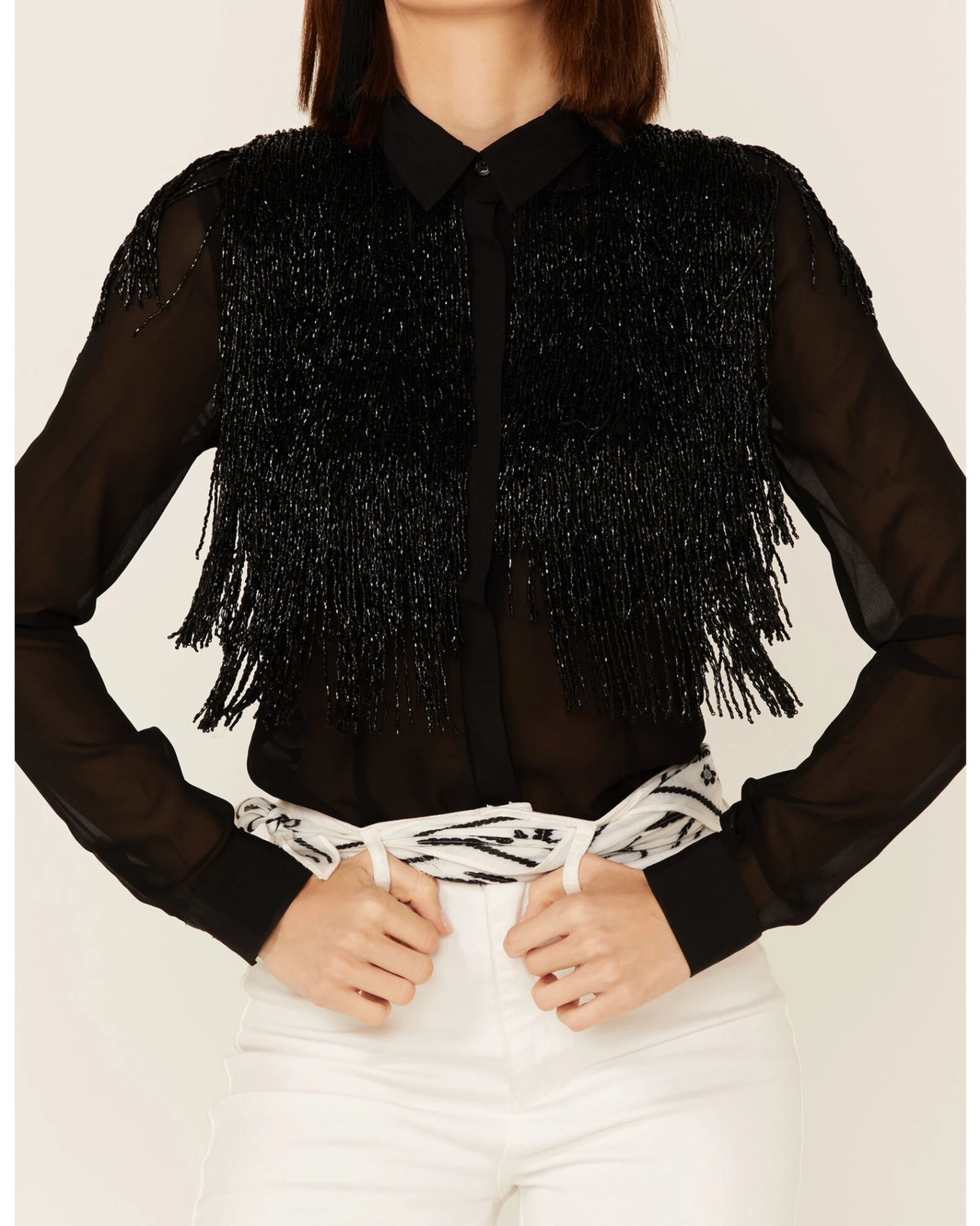 Any Old Iron Women's Beaded Fringe Shirt 3 Any Old Iron Women's Beaded Fringe Shirt