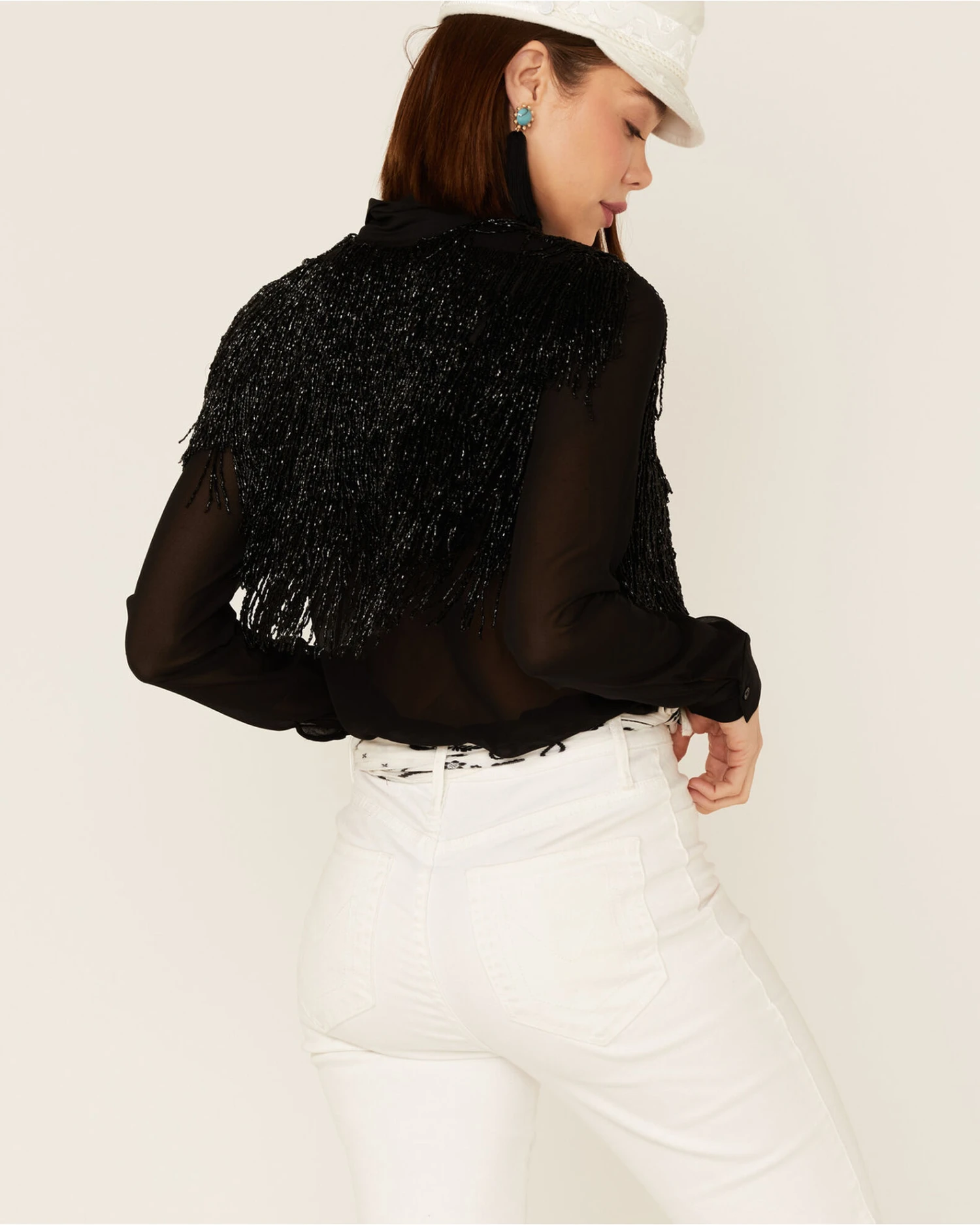 Any Old Iron Women's Beaded Fringe Shirt 6 Any Old Iron Women's Beaded Fringe Shirt - Image 4