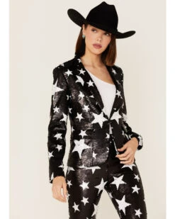 Any Old Iron Women's Star Sequin Blazer Jacket