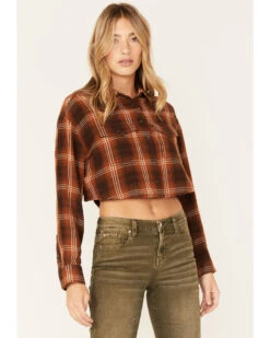 Cleo + Wolf Women's Plaid Print Cropped Shirt 8 Cleo + Wolf Women's Plaid Print Cropped Shirt -Dan Post Store 2000374829 200 P1