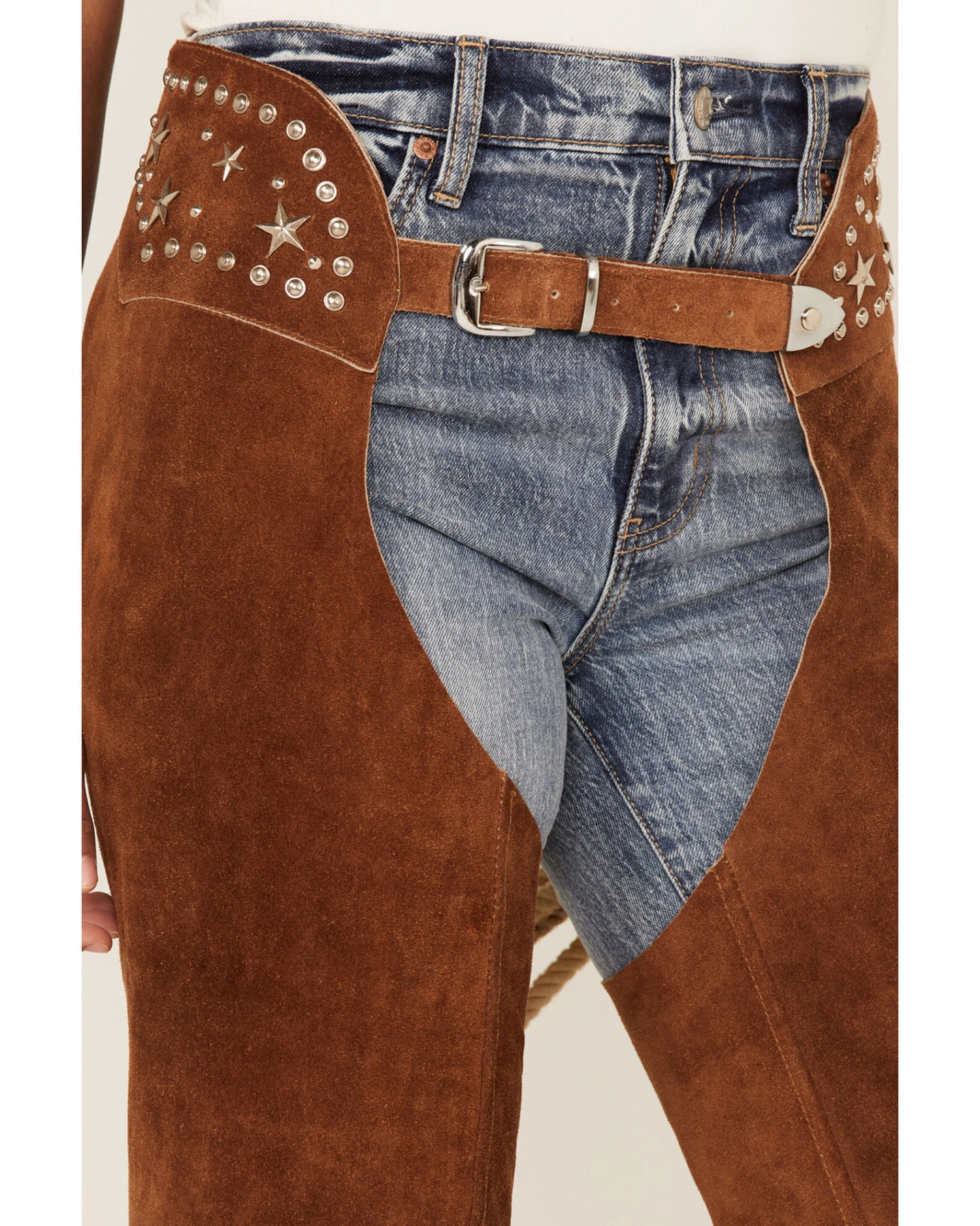 Understated Leather Women's Studded Suede Paris Texas Chaps 3 Understated Leather Women's Studded Suede Paris Texas Chaps