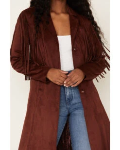 Shyanne Women's Fringe Faux Suede Trench Coat