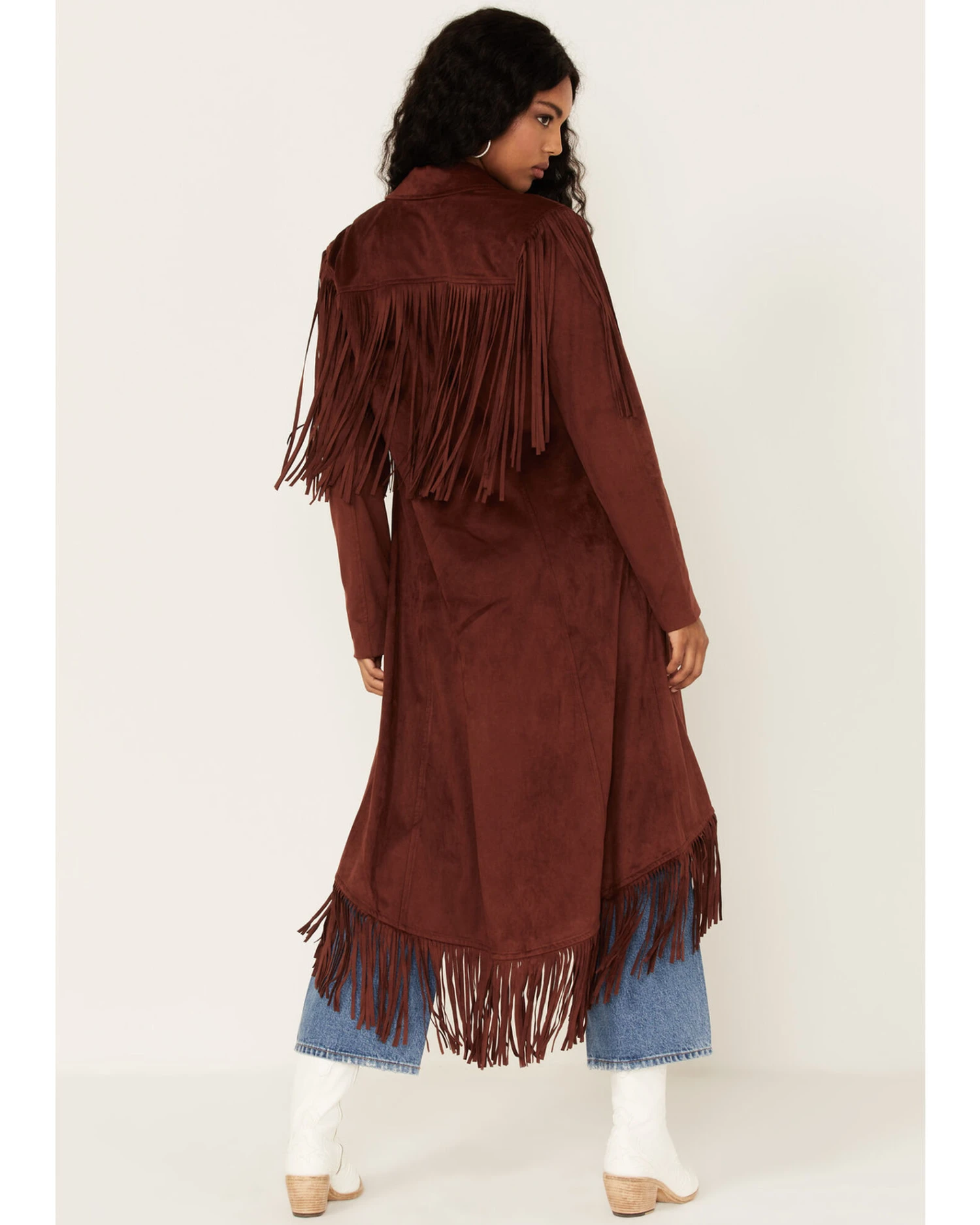 Shyanne Women's Fringe Faux Suede Trench Coat 4 Shyanne Women's Fringe Faux Suede Trench Coat - Image 2