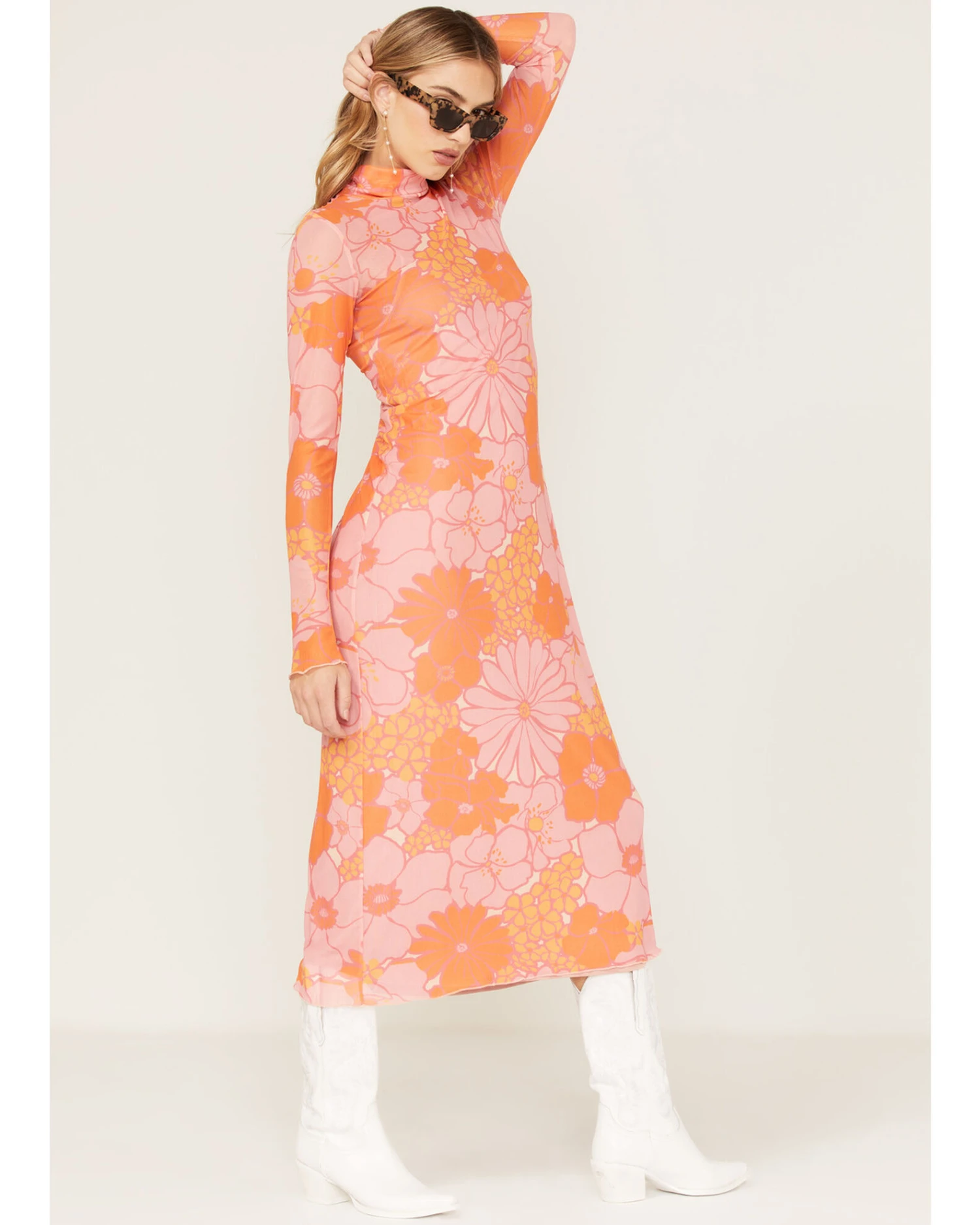 Show Me Your Mumu Women's Daphne Floral Print Mesh Turtleneck Dress 5 Show Me Your Mumu Women's Daphne Floral Print Mesh Turtleneck Dress - Image 3