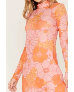 Show Me Your Mumu Women's Daphne Floral Print Mesh Turtleneck Dress