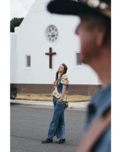 Free People Women's Rider Denim Vest & Flare Jeans Suit Set - 2-Piece -Dan Post Store 2000376790 400 P1