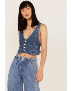 Free People Women's Rider Denim Vest & Flare Jeans Suit Set - 2-Piece -Dan Post Store 2000376790 400 P2