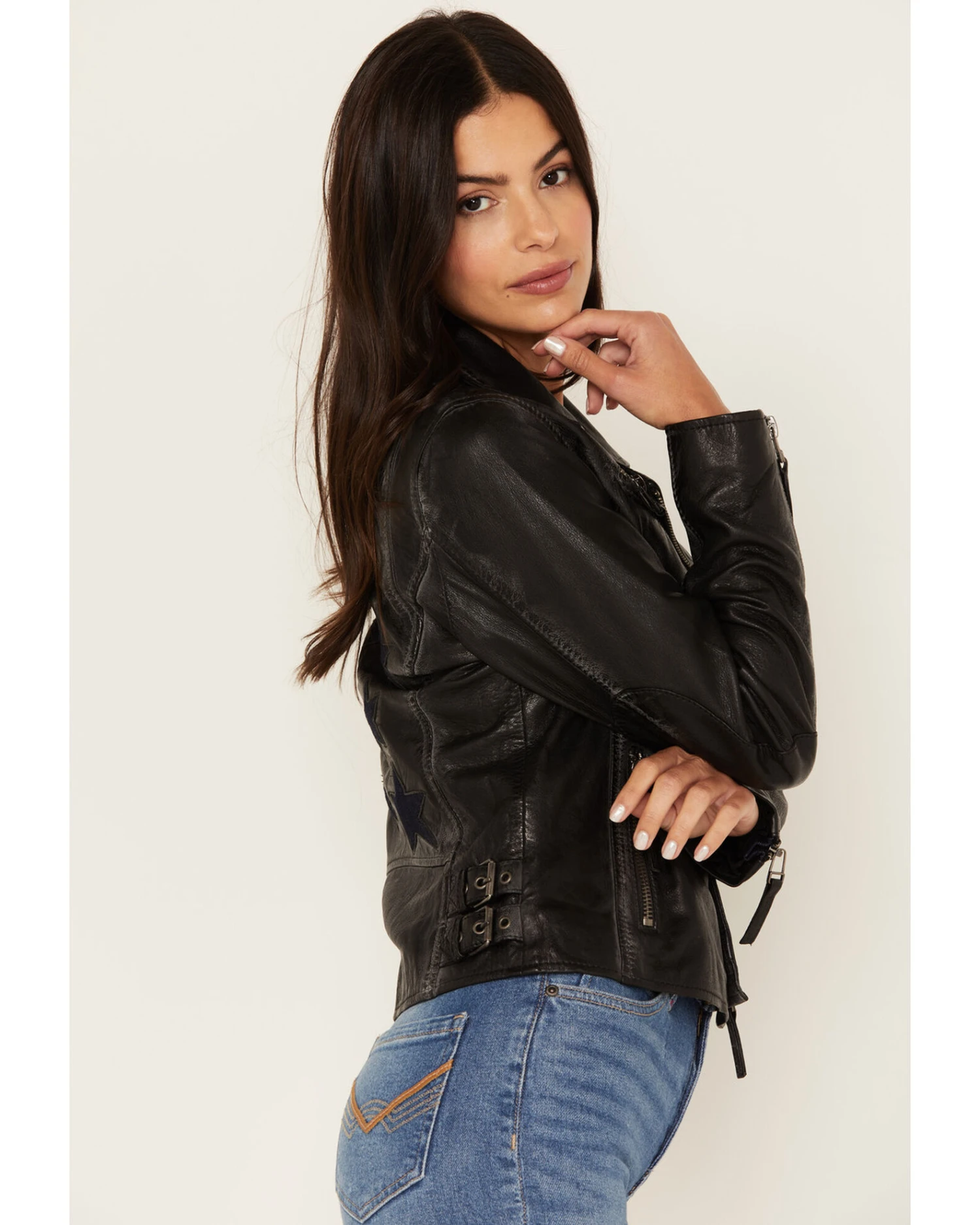 Mauritius Women's Christy Scatter Star Leather Jacket 4 Mauritius Women's Christy Scatter Star Leather Jacket - Image 2