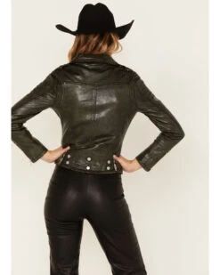 Mauritius Leather Women's Croc Collar Sydney Moto Jacket