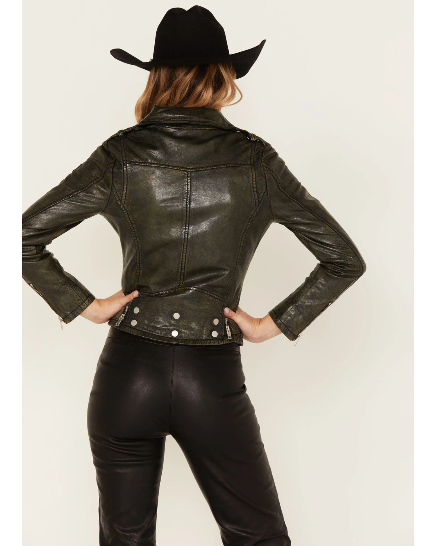 Mauritius Leather Women's Croc Collar Sydney Moto Jacket 3 Mauritius Leather Women's Croc Collar Sydney Moto Jacket