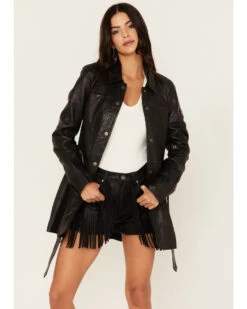 Mauritius Leather Women's Tie Front Prague Leather Shacket -Dan Post Store 2000377024 001 P1