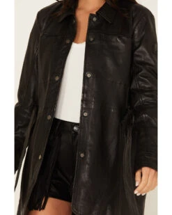 Mauritius Leather Women's Tie Front Prague Leather Shacket -Dan Post Store 2000377024 001 P3