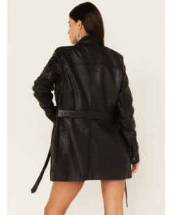 Mauritius Leather Women's Tie Front Prague Leather Shacket