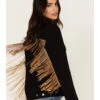 The Harley Jacket By DanielXDiamond: Women's Black Denim Jacket With Gold Fringe -Dan Post Store 2000379688 001 P2
